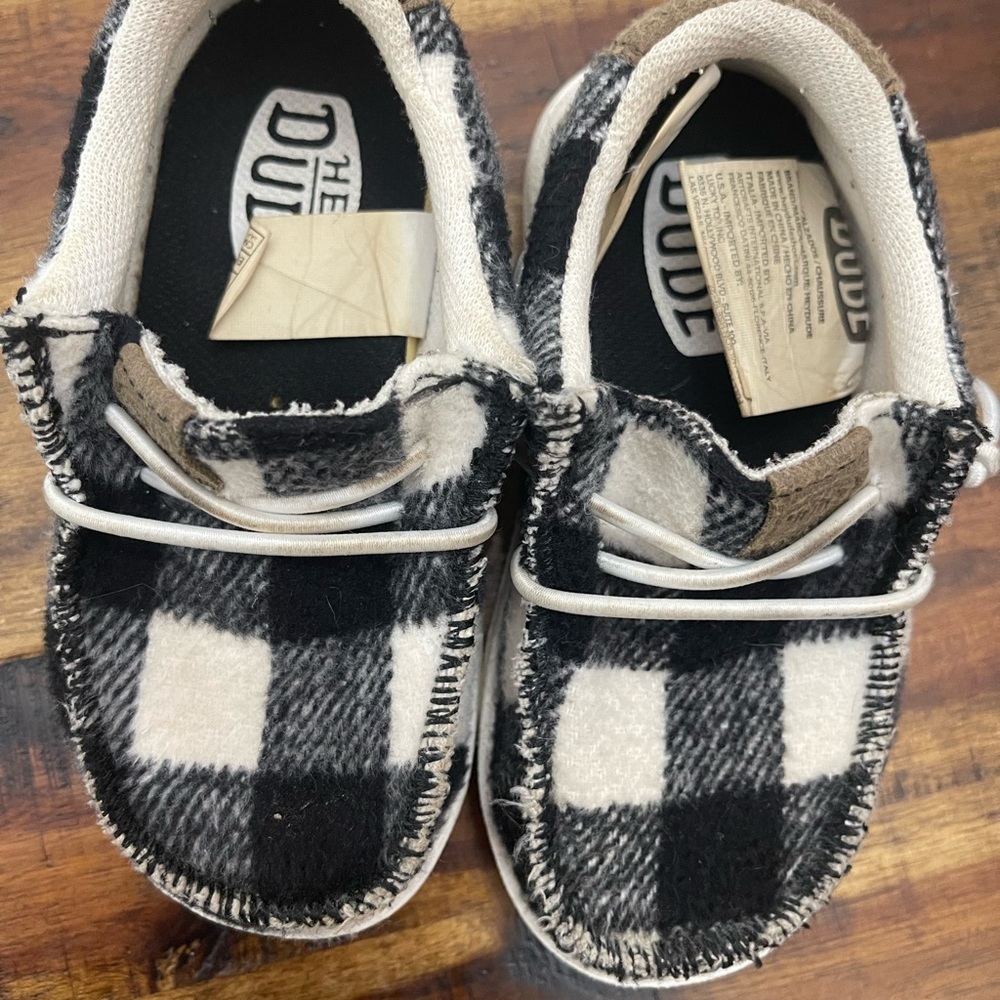 Hey Dude Kids Plaid Moccasins - Black and White